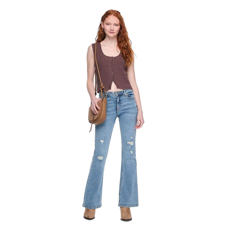 Wild Skye Women's Scalloped Button-Front Tank Top