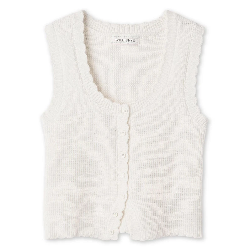 Wild Skye Women's Scalloped Button-Front Tank Top