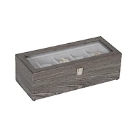 Mele and Co Nolan Grey Woodgrain Watch Storage with Glass Lid