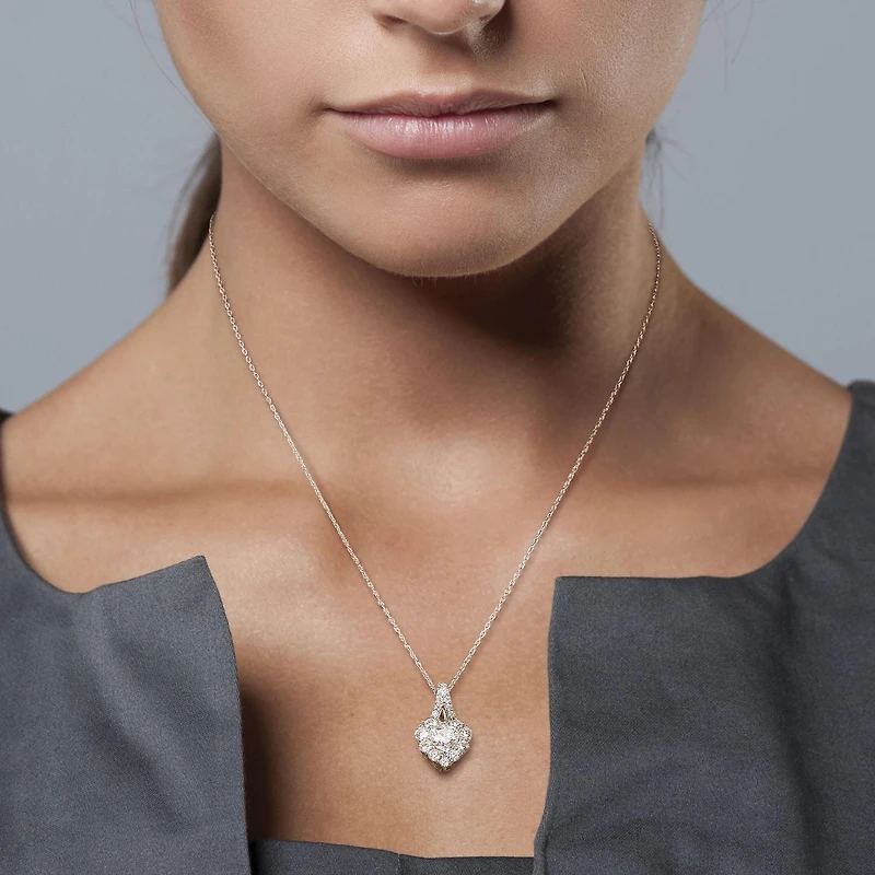 Miabella 2 Carat T.G.W. Created Moissanite  Sterling Silver Heart Halo Necklace