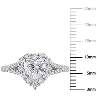 Bague de Fiançailles en forme Coeur à Auréole Miabella avec 1-1/2 Carat PBT de Moissanite en Argent Sterling