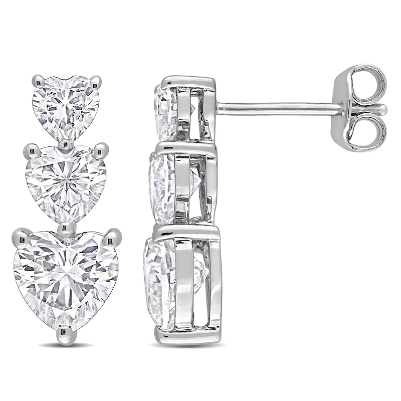 Miabella 3-1/2 Carat T.G.W. Created Moissanite Sterling Silver Triple Heart Earrings
