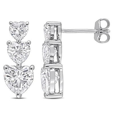 Miabella 3-1/2 Carat T.G.W. Created Moissanite Sterling Silver Triple Heart Earrings