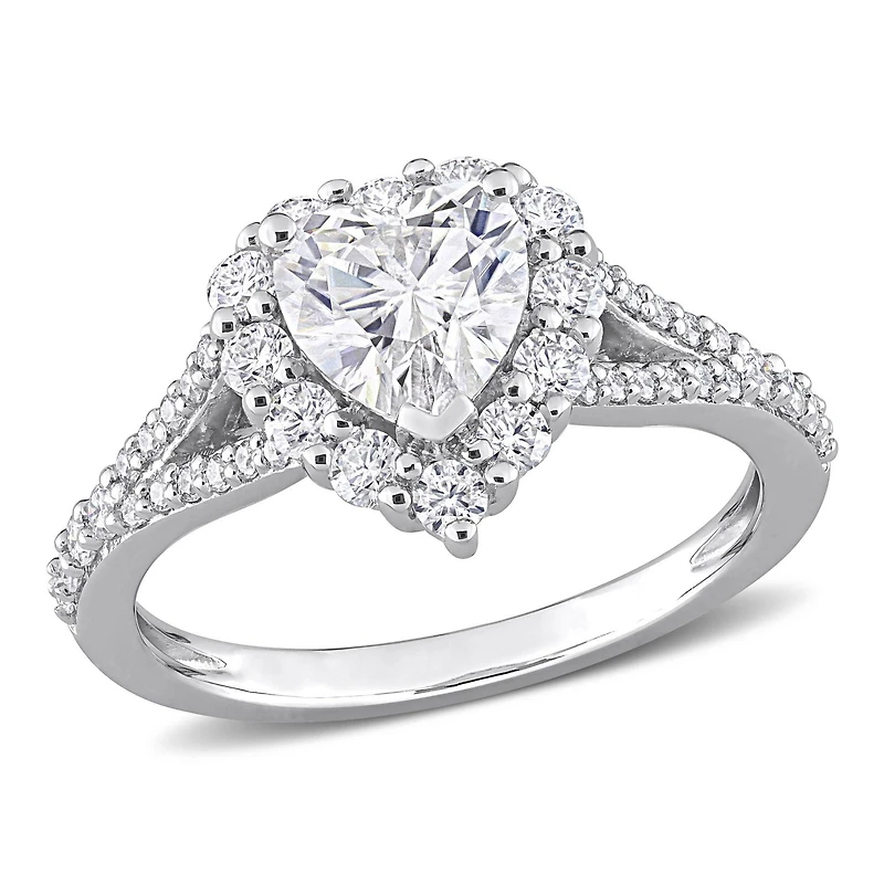 Miabella 1-1/2 Carat T.G.W. Created Moissanite Sterling Silver Heart Halo Engagement Ring