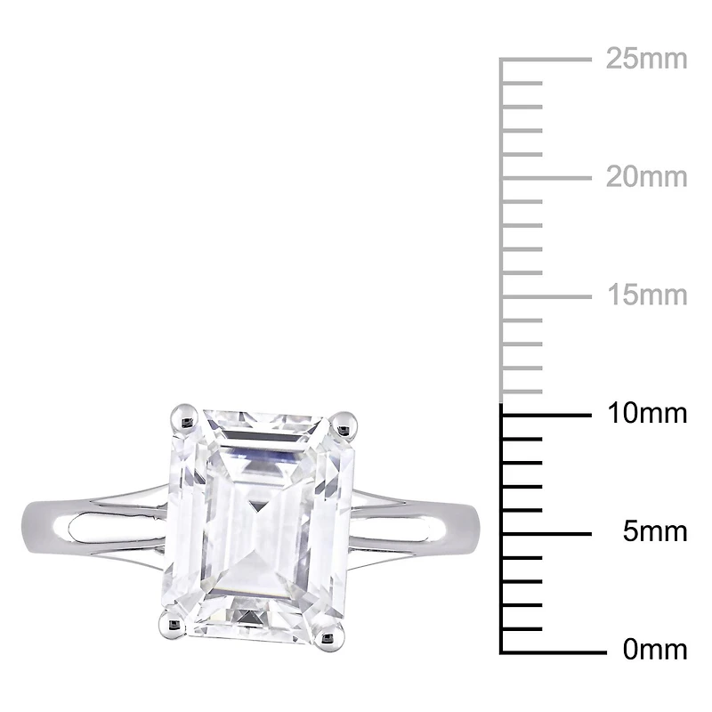 Miabella 3-1/2 Carat T.G.W. Emerald-Cut Created Moissanite 10K White Gold Solitaire Engagement Ring