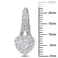 Boucles d'oreilles en forme coeur à Auréoles Miabella avec 2 Carat PBT de Moissanite en Argent Sterling