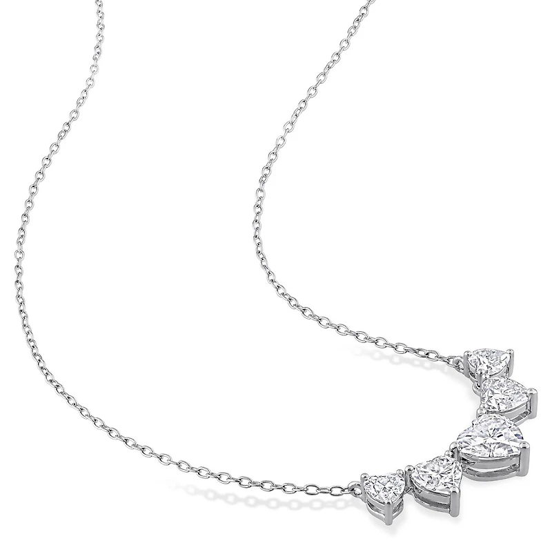 Collier à rangée progressive de Coeurs Miabella avec 2-1/2 Carat PBT de Moissanite en Argent Sterling