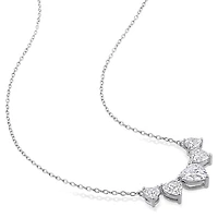 Collier à rangée progressive de Coeurs Miabella avec 2-1/2 Carat PBT de Moissanite en Argent Sterling