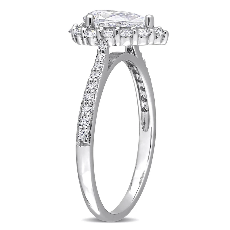 Bague de Fiançailles en forme Goutte à Auréole Miabella avec 1-3/8 Carat PBT de Moissanite en Argent Sterling