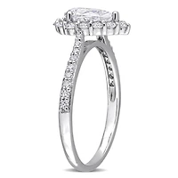 Bague de Fiançailles en forme Goutte à Auréole Miabella avec 1-3/8 Carat PBT de Moissanite en Argent Sterling