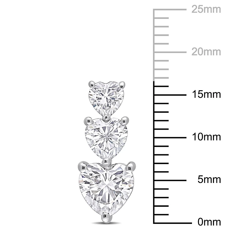 Boucles d'oreilles à Trois Coeurs Miabella avec 3-1/2 Carat PBT de Moissanite en Argent Sterling
