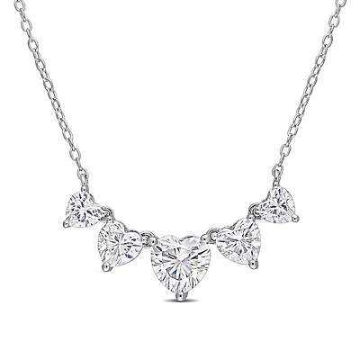 Miabella 2-1/2 Carat T.G.W. Created Moissanite Sterling Silver Graduated Heart Necklace