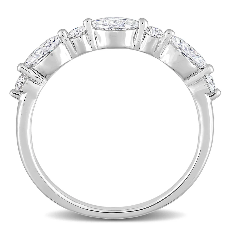 Bague Semi-Éternité Miabella avec 1/2 Carat PBT de Moissanite en Argent Sterling