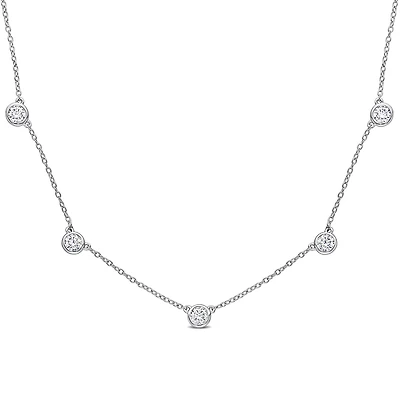 Miabella 2-1/4 Carat T.G.W. Created Moissanite Sterling Silver Station Necklace