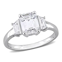 Miabella 2-1/3 Carat T.G.W. Emerald-Cut Created Moissanite Sterling Silver Three-Stone Engagement Ring