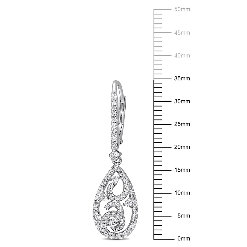 Miabella 4/5 Carat T.G.W. Created Moissanite Sterling Silver Filigree Teardrop Earrings