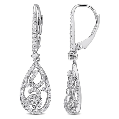Miabella 4/5 Carat T.G.W. Created Moissanite Sterling Silver Filigree Teardrop Earrings