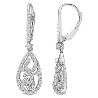 Miabella 4/5 Carat T.G.W. Created Moissanite Sterling Silver Filigree Teardrop Earrings