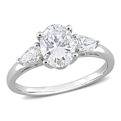 Miabella 1-3/4 Carat T.G.W. Created Moissanite Sterling Silver Oval Three-Stone Engagement Ring
