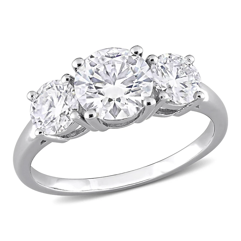 Bague de Fiançailles à Trois-Pierres Miabella avec 2-1/4 Carat PBT de Moissanite en Argent Sterling
