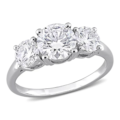 Bague de Fiançailles à Trois-Pierres Miabella avec 2-1/4 Carat PBT de Moissanite en Argent Sterling
