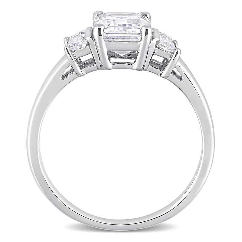 Miabella 2-1/3 Carat T.G.W. Emerald-Cut Created Moissanite Sterling Silver Three-Stone Engagement Ring