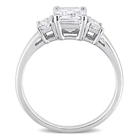 Miabella 2-1/3 Carat T.G.W. Emerald-Cut Created Moissanite Sterling Silver Three-Stone Engagement Ring
