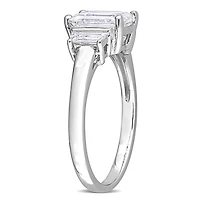 Miabella 2-1/3 Carat T.G.W. Emerald-Cut Created Moissanite Sterling Silver Three-Stone Engagement Ring