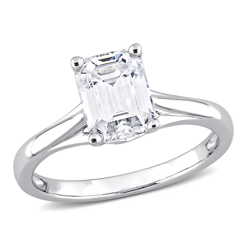 Miabella 1-3/4 Carat T.G.W. Emerald-Cut Created Moissanite 14K White Gold Solitaire Engagement Ring