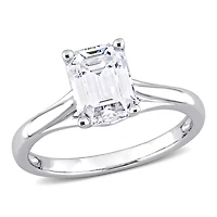Miabella 1-3/4 Carat T.G.W. Emerald-Cut Created Moissanite 14K White Gold Solitaire Engagement Ring