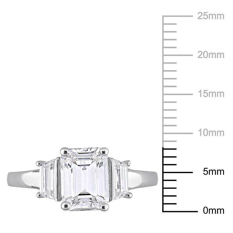 Miabella 2-1/3 Carat T.G.W. Emerald-Cut Created Moissanite Sterling Silver Three-Stone Engagement Ring