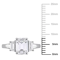 Miabella 2-1/3 Carat T.G.W. Emerald-Cut Created Moissanite Sterling Silver Three-Stone Engagement Ring