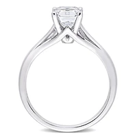 Bague de Fiançailles Solitaire Miabella avec 1-3/4 Carat PBT de Moissanite de coupe Emeraude en Or Blanc 14K