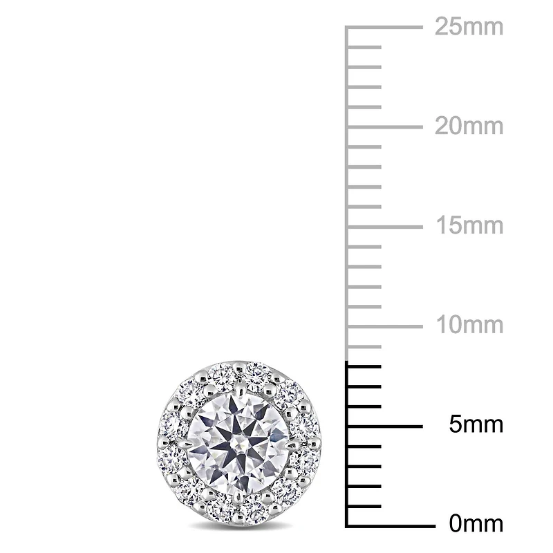 Clous d’oreilles à Auréoles Miabella avec 1-1/3 Carat PBT de Moissanite en Argent Sterling