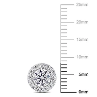 Clous d’oreilles à Auréoles Miabella avec 1-1/3 Carat PBT de Moissanite en Argent Sterling