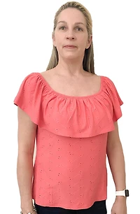 Time Square Wide Ruffle Neck Sleeveless Top