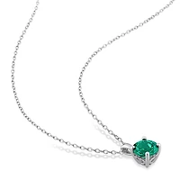 Miabella 1 1/7 Carat T.G.W. Created Emerald Sterling Silver Solitaire Pendant with Chain