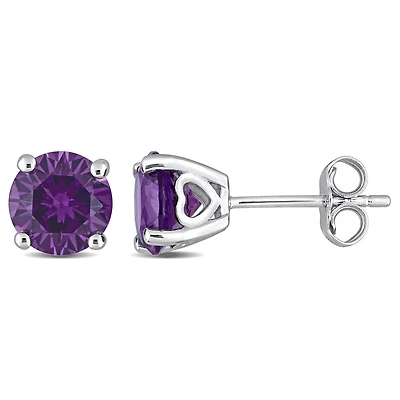 Clous d’oreille Solitaire Miabella avec 3 1/5 Carat PBT d'Alexandrite Simulé en Argent Sterling
