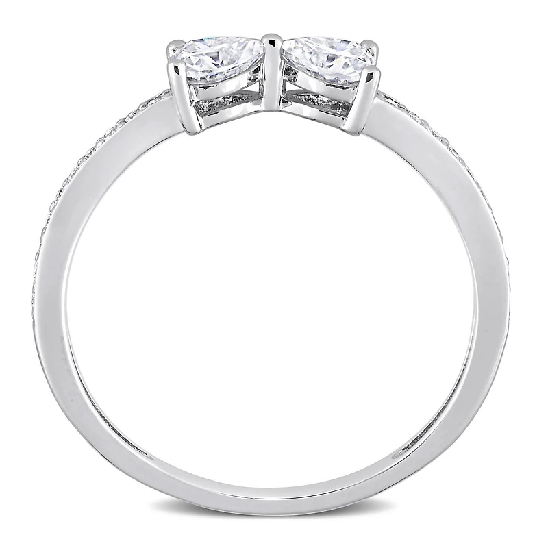 Bague Coeur à Deux-Pierres Miabella avec 3/5 Carat PBT de Moissanite en Argent Sterling