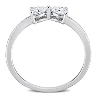 Bague Coeur à Deux-Pierres Miabella avec 3/5 Carat PBT de Moissanite en Argent Sterling