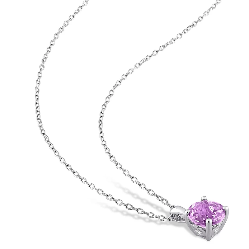 Pendentif Solitaire avec Chaîne Miabella avec 1 1/3 Carat PBT d'Améthyste en Argent Sterling