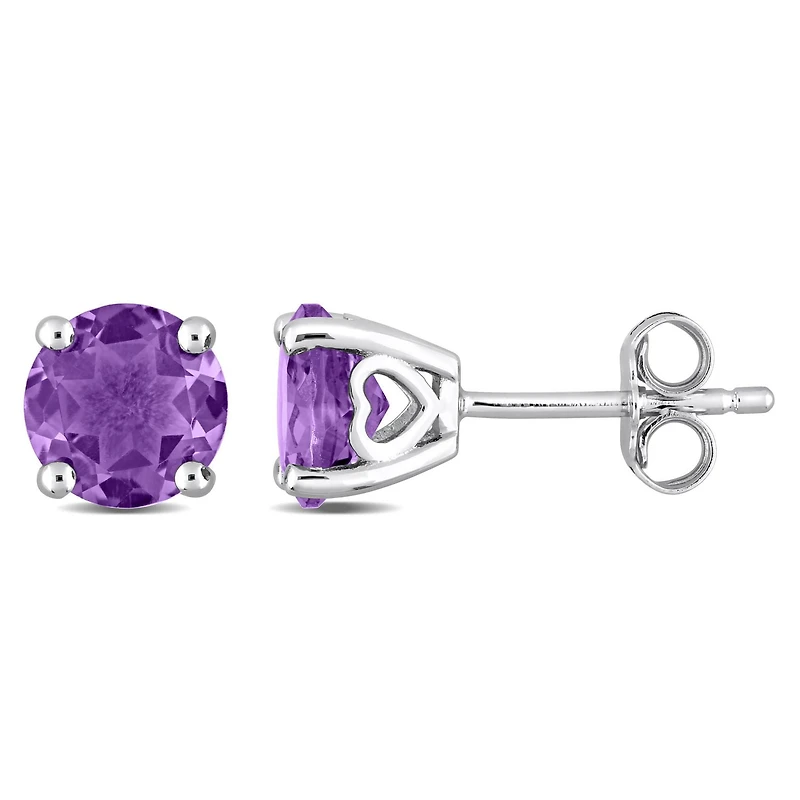 Clous d’oreille Solitaire Miabella avec 2 5/8 Carat PBT d'Améthyste en Argent Sterling