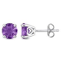 Clous d’oreille Solitaire Miabella avec 2 5/8 Carat PBT d'Améthyste en Argent Sterling