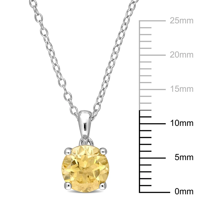 Pendentif Solitaire avec Chaîne Miabella avec 1 1/4 Carat PBT d'Citrine en Argent Sterling