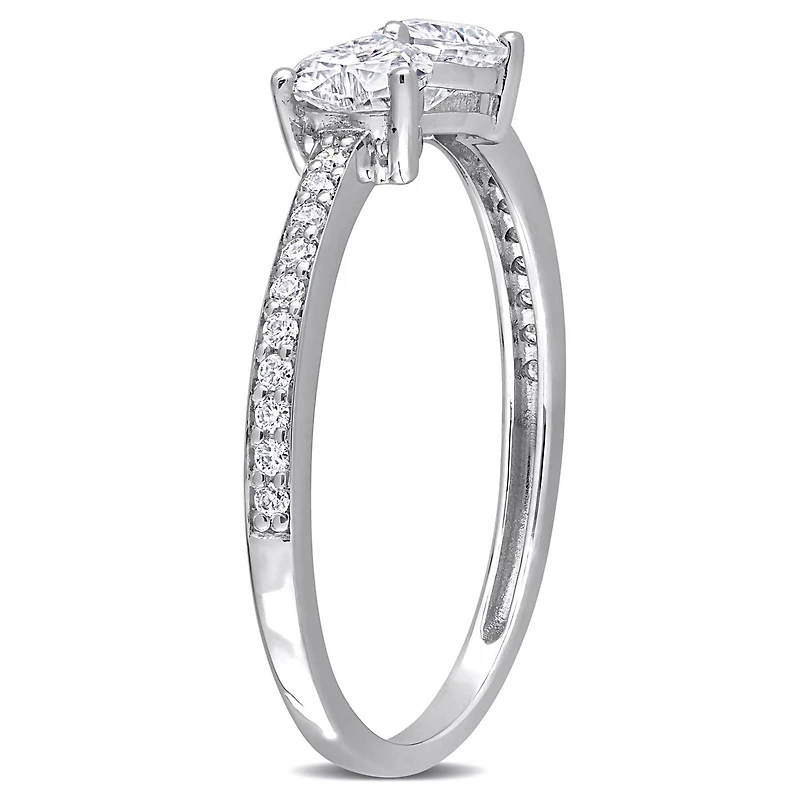 Bague Coeur à Deux-Pierres Miabella avec 3/5 Carat PBT de Moissanite en Argent Sterling