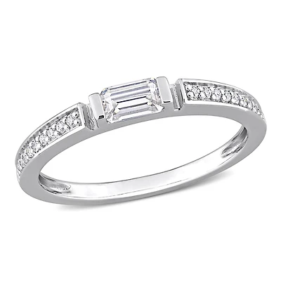 Miabella 3/8 Carat T.G.W. Created Moissanite Sterling Silver Wedding Anniversary Band