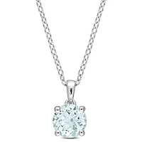 Miabella 1 1/7 Carat T.G.W. Aquamarine Sterling Silver Solitaire Pendant with Chain