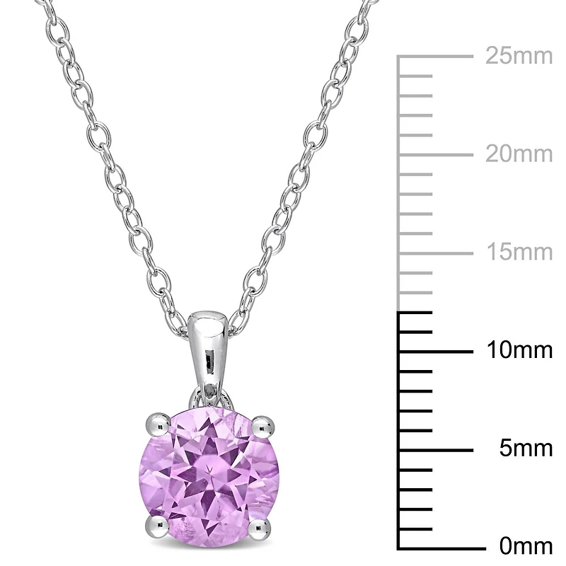 Pendentif Solitaire avec Chaîne Miabella avec 1 1/3 Carat PBT d'Améthyste en Argent Sterling