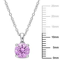 Pendentif Solitaire avec Chaîne Miabella avec 1 1/3 Carat PBT d'Améthyste en Argent Sterling