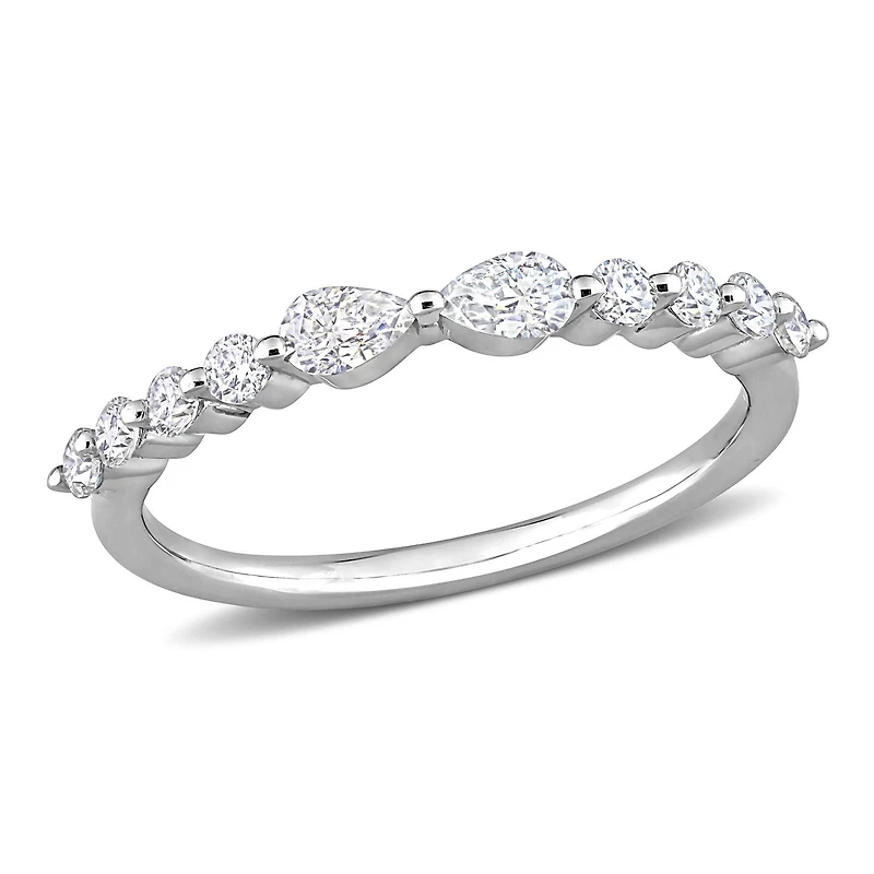 Miabella 2/5 Carat T.G.W. Created Moissanite Sterling Silver Semi-Eternity Ring